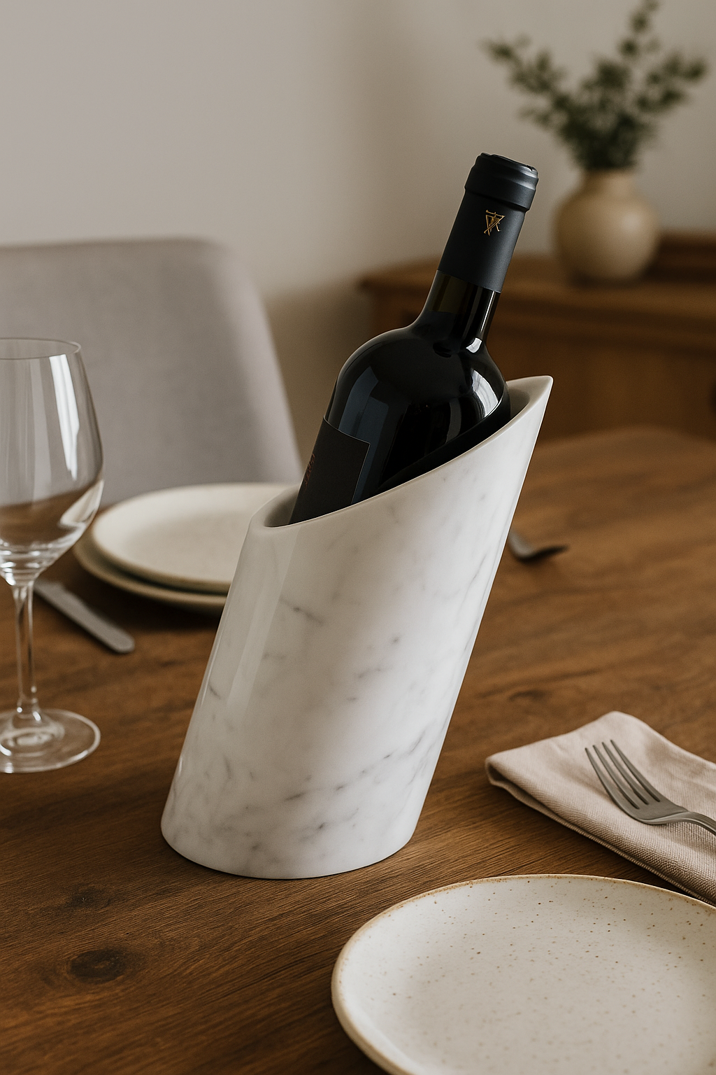 Porte-bouteille SM en marbre blanc de Cattani - Carrara