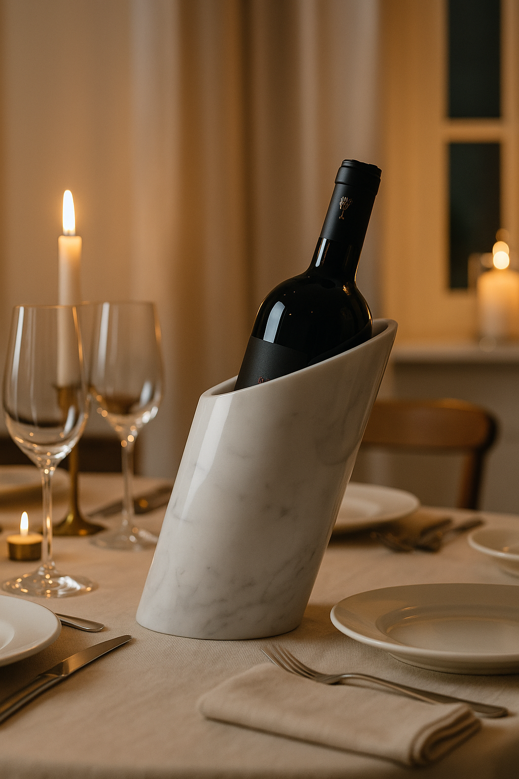 Porte-bouteille SM en marbre blanc de Cattani - Carrara