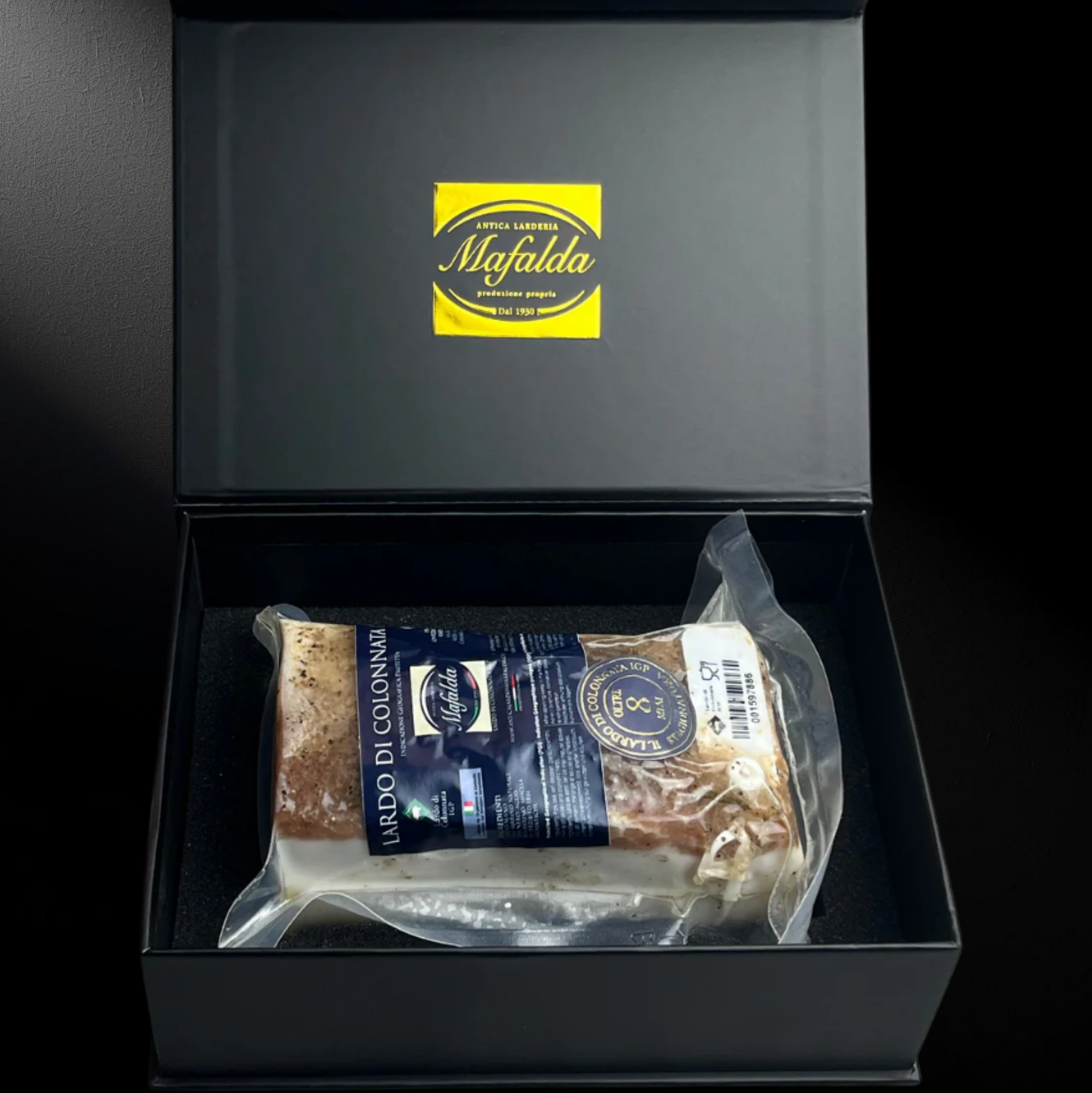 Confezione Edizione Deluxe Lardo di Colonnata IGP stagionato 8 mesi - Riserva Speciale