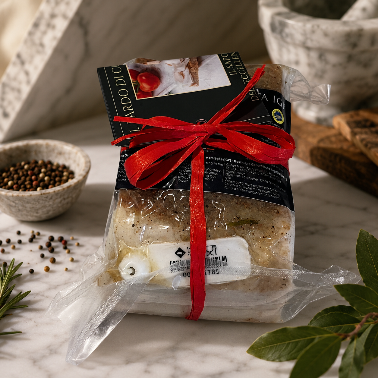 Lardo di Colonnata IGP – Trancio Sottovuoto + Rafia e Opuscolo