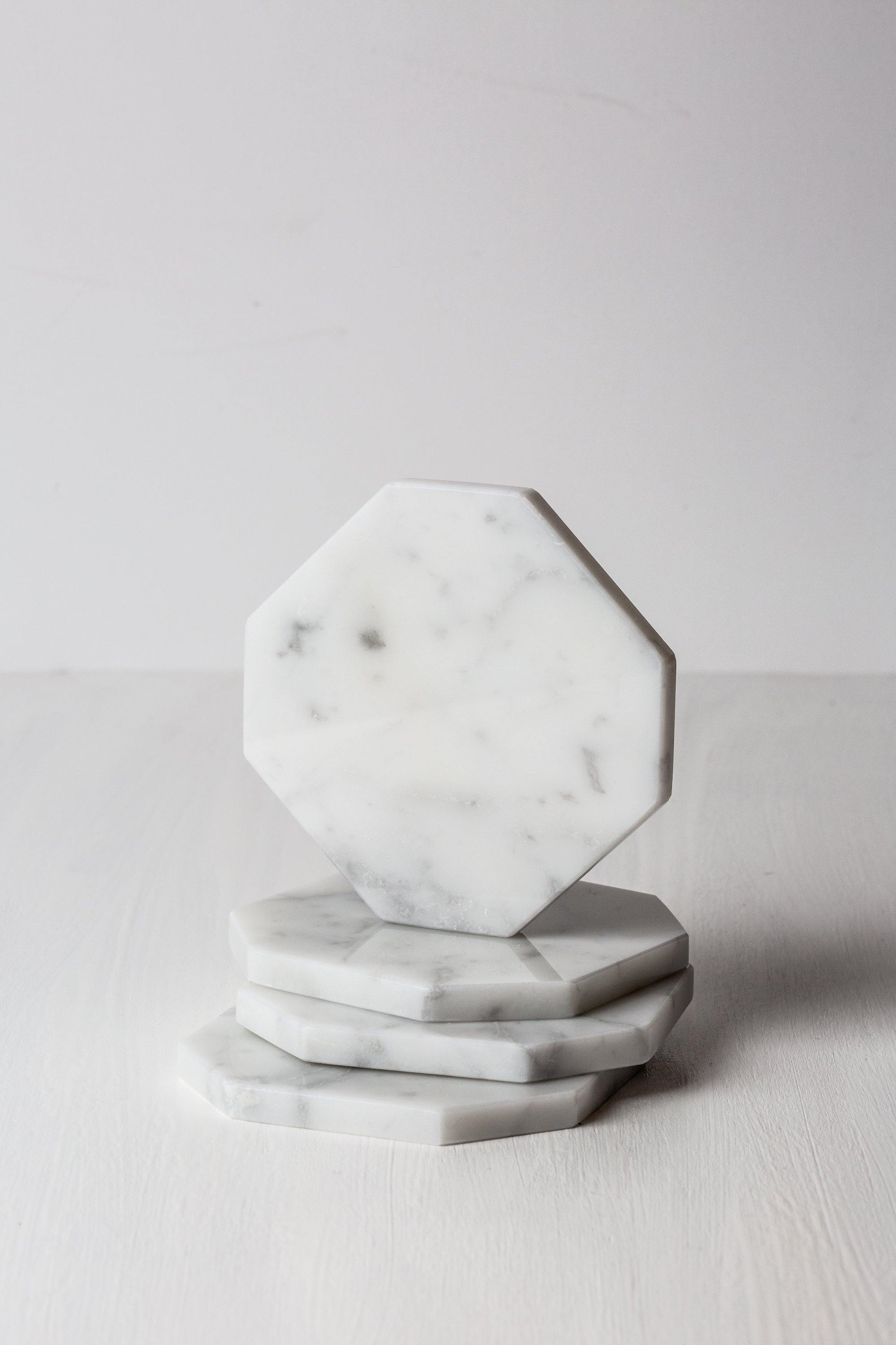 sottobicchieri ottagonali marmo di carrara