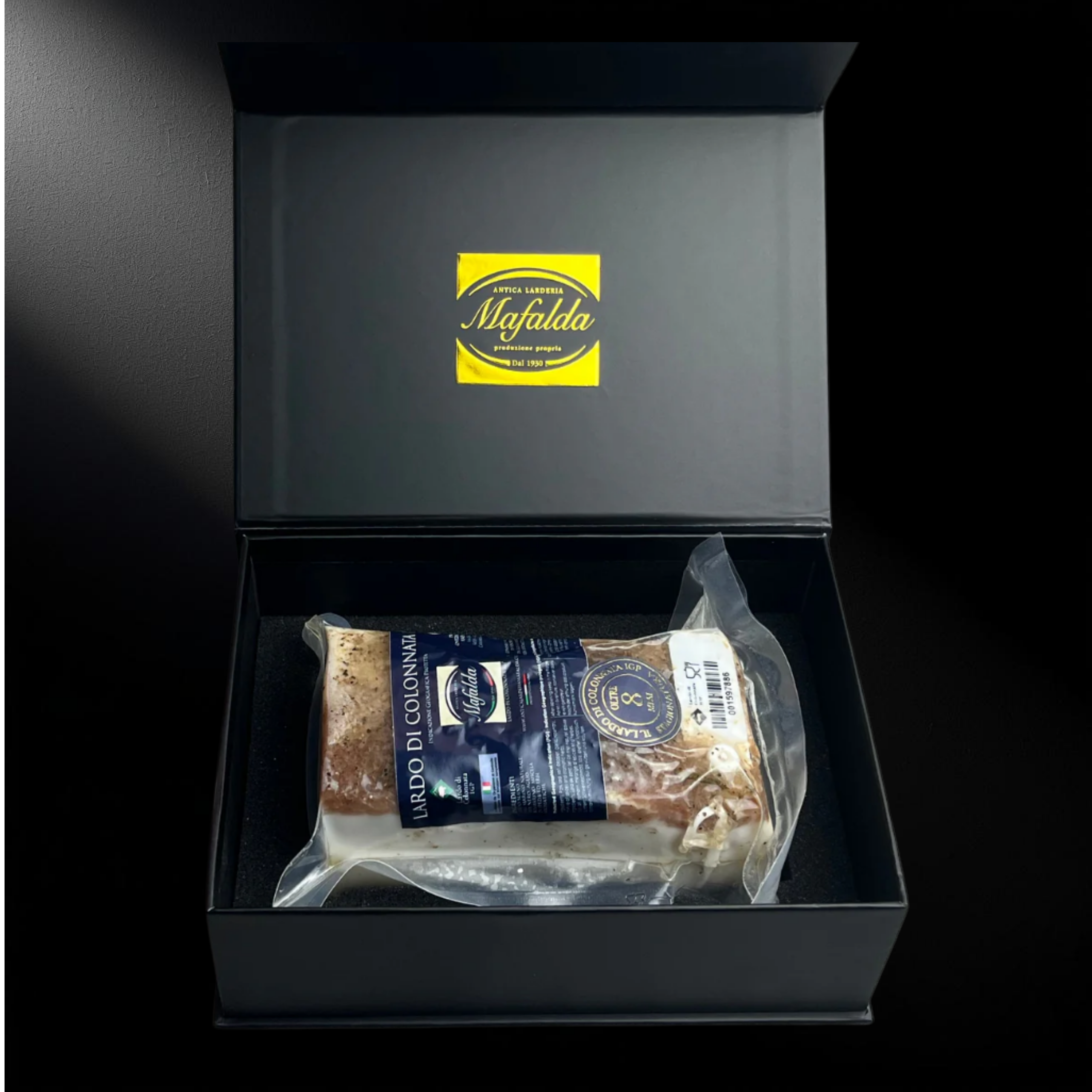 Confezione Edizione Deluxe Lardo di Colonnata IGP stagionato 8 mesi - Riserva Speciale