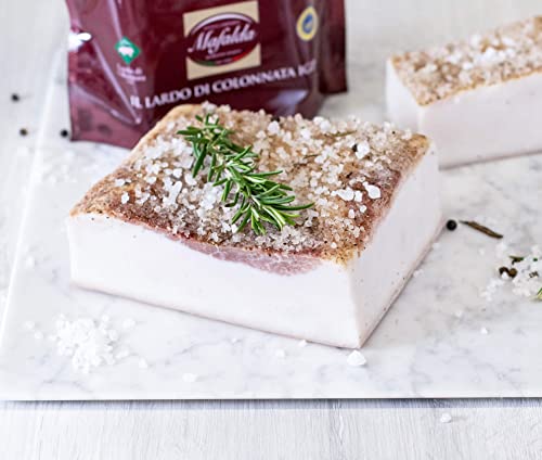Lardo di Colonnata IGP Mafalda, la più Antica Larderia di Colonnata dal 1930, Naturale e Artigianale, Senza Conservanti Chimici, Stagionatura 6 Mesi (1Kg)