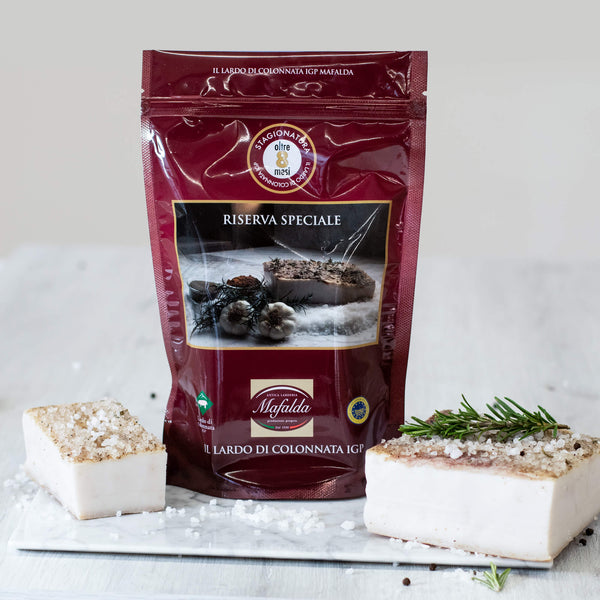 Lardo di colonnata IGP stagionato 8 mesi - Riserva Speciale - anticalarderiamafalda.com