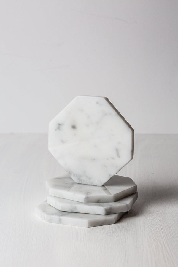 Set 4 sottobicchieri octagon Marmo Bianco Cattani - Carrara - anticalarderiamafalda.com