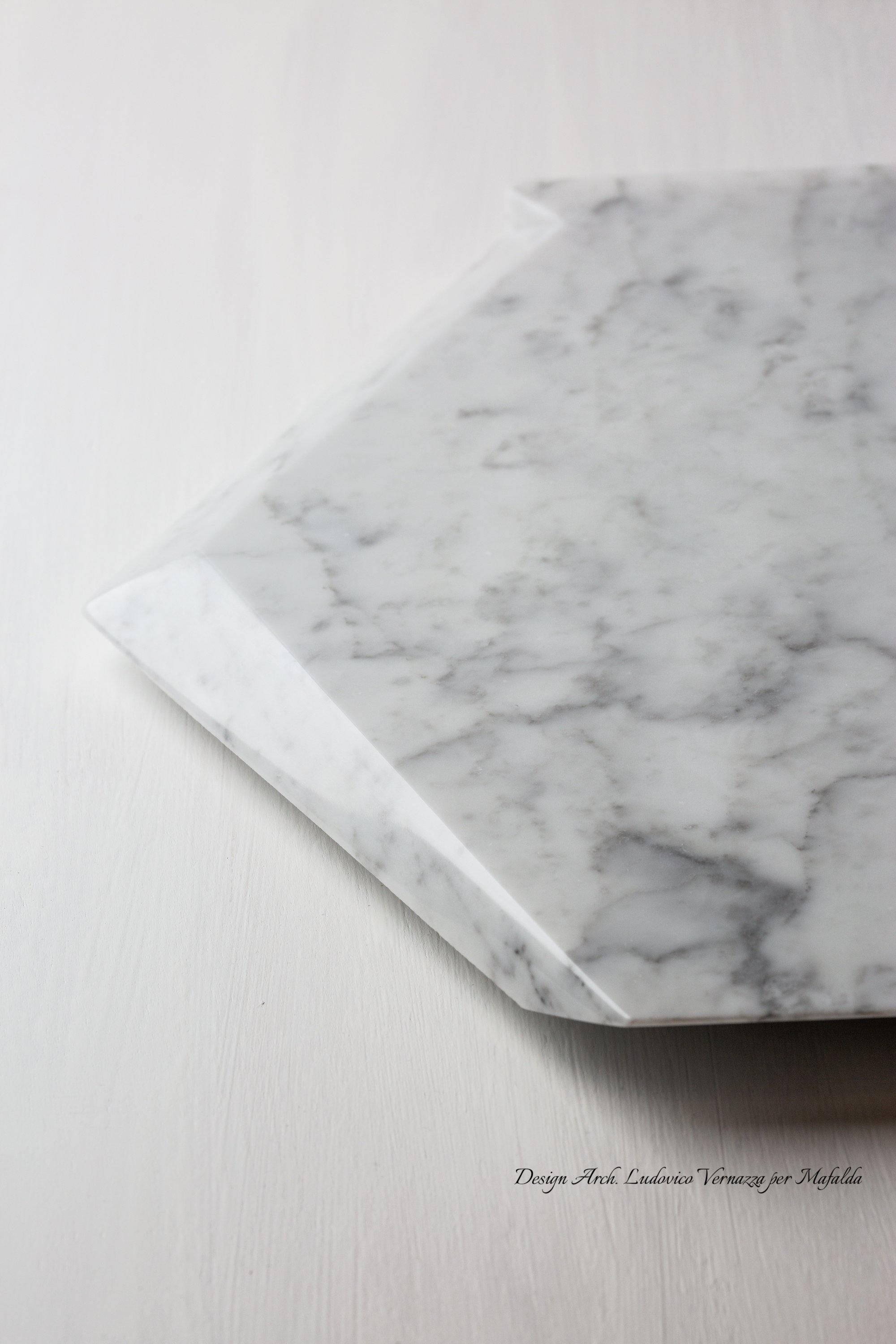Vassoio hexagon Marmo Bianco Cattani - Carrara - anticalarderiamafalda.com